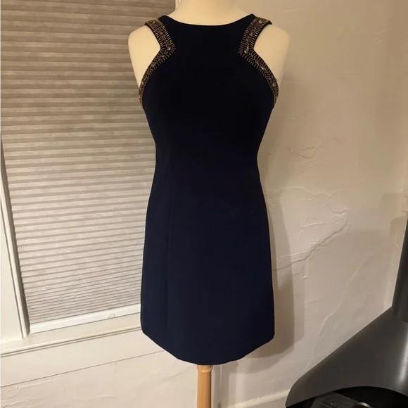 LILLY PULITZER Largo Sleeveless Beaded Dress Navy Size 2 - Picture 3 of 4